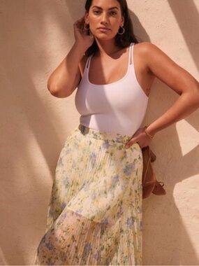 Abercrombie & Fitch Yellow Floral Pleated Maxi Skirt